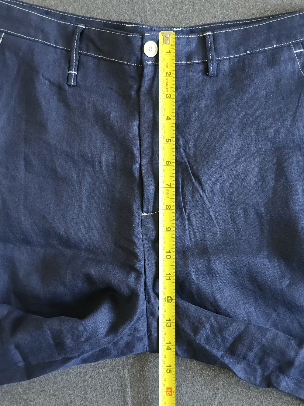 Zara Contrast Stitch 100% Linen Pants Men's Size 32 Navy